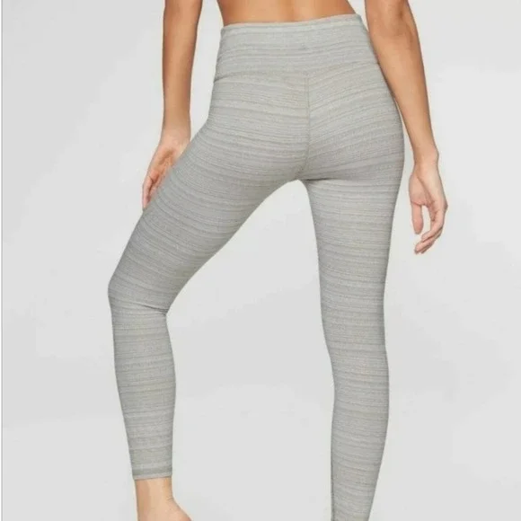 ATHLETA High-rise Jacquard Chaturanga Leggings | Light Gray | Textured | Size-S - Picture 3 of 11